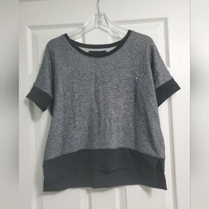 DKNY Sweatshirt Sweater Women's Short-Sleeve, Rhinestones, Black Gray Sz M